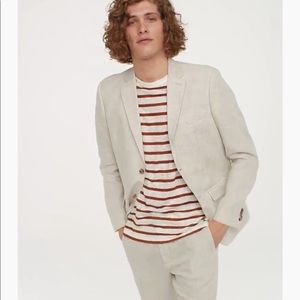 H&M slim fit linen suit pants in light beige melange. NWT